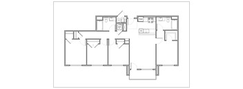 4 Bedroom/2 Bathroom Unit Floor Plan
